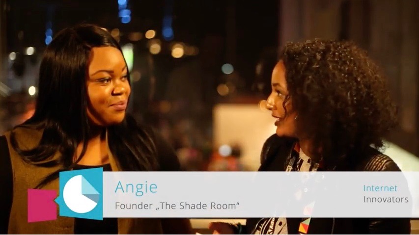 You see The Shade Room founder Angie Nwandu on the left and Elelta Tzegai, the moderator, on the right
