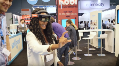Woman wearing VR-glasses.